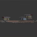 Rusty Industrial Metal Structure With Bent Connected Platforms And Roofs