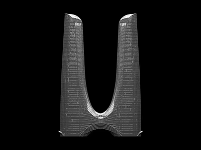 Abstract Modern U Shaped Sculptural Structure With Textured Surface Design Details 3d model
