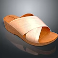 Light Brown Wooden Sole Wedge Sandals With Crisscross Straps For Casual Summer Wear