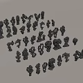 Handcrafted Stone Wood Figurines In Various Shapes Arranged On White Background