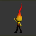 Cartoon Flame Game Movie Character With Yellow Body Red Flame Hair Holding Small Flame