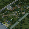 Scenic Park Landscape With Winding Paths Green Trees And Circular Lawn Areas
