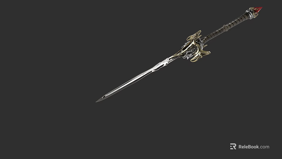 Decorative Sword With Ornate Hilt Design Sharp Metallic Blade And Intricate Craftsmanship 3d model 
