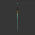 Green Blade Sword With Golden Hilt Brown Handle And Decorative Gemstone Design For Fantasy Weapon