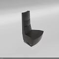 Black Leather Unique Shaped Sofa With Curved Design And Layered Backrest For Modern Interior