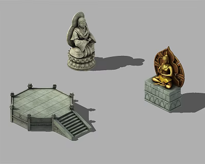 New Chinese Buddha Statues Myth Immortal Architecture Ancient Architecture Buddha Buddha Base Bodhisattva Arhat King Kong 3d model