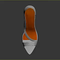 Women's Silver High Heels with Orange Inner Lining and Geometric Metallic Heel Fashionable Design