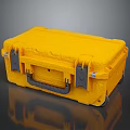 Yellow Textured Storage Case With Secure Clasps Handle And Wheels 3d model