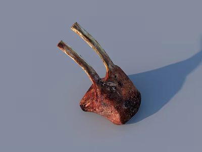 Perfectly Seasoned Roasted Lamb Chops With Juicy Tender Meat And Crispy Surface 3d model