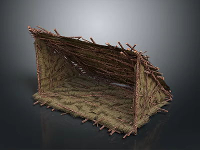 Primitive Hut Architectural Structure With Twig Frame And Thatch Covering Open Design 3d model