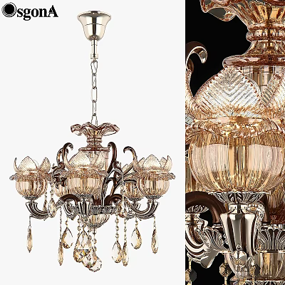 Elegant Ornate Chandelier With Crystal Drops Glass Shades And Intricate Metal Arms 3d model