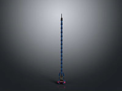Tall Space Rocket Launch Vehicle With Blue Body And Red Base Structure 3d model