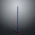 Tall Space Rocket Launch Vehicle With Blue Body And Red Base Structure