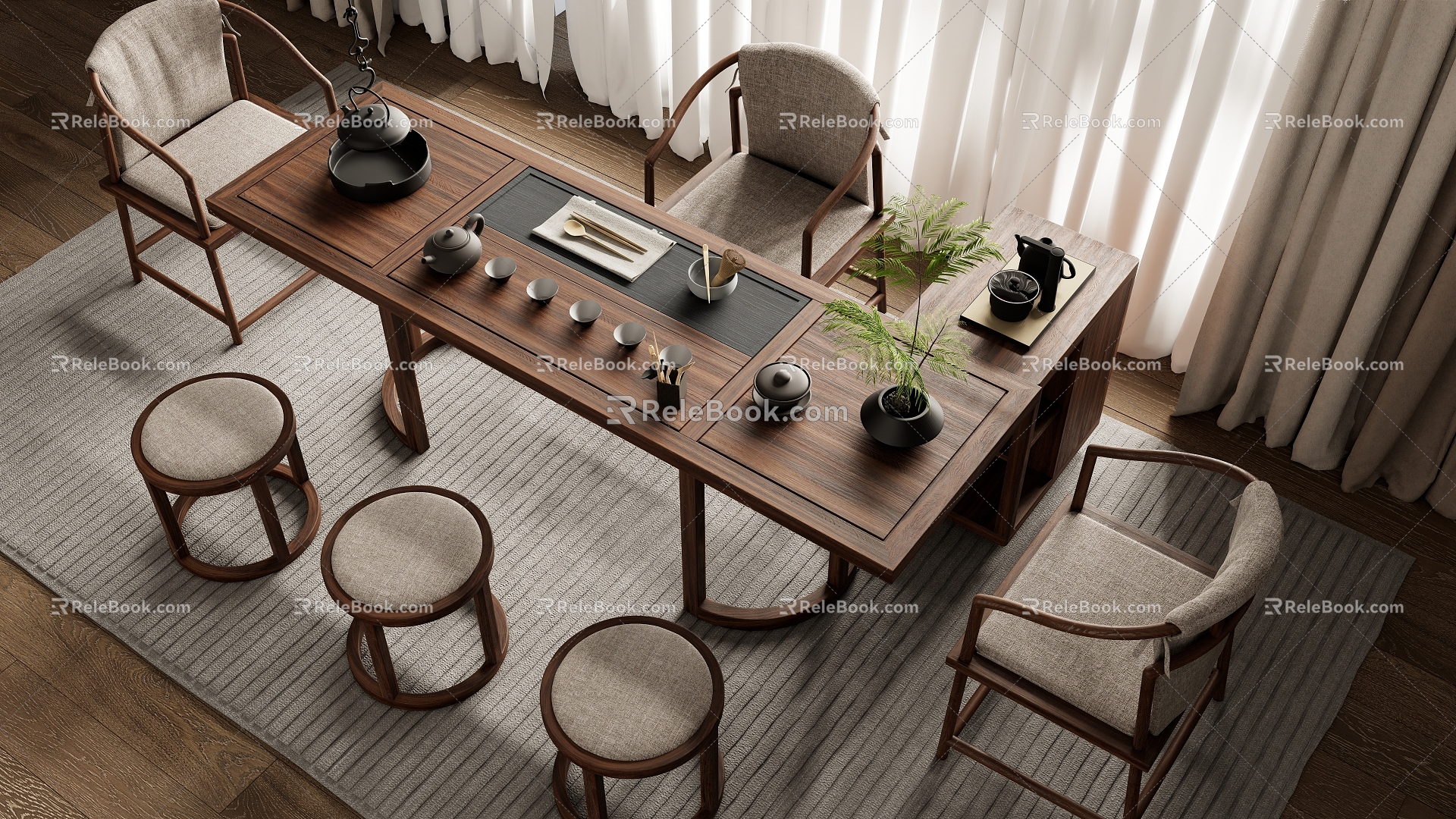 New Chinese Tea Table and Chair Combination Tea Table Tea Table and Chair Tea Table 3d model