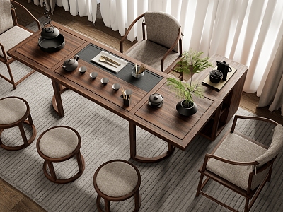 New Chinese Tea Table and Chair Combination Tea Table Tea Table and Chair Tea Table 3d model