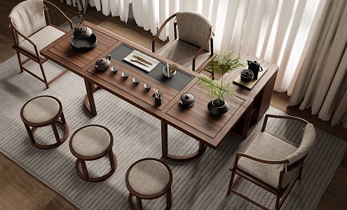 New Chinese Tea Table and Chair Combination Tea Table Tea Table and Chair Tea Table 3d model