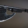 Tactical Metal Axe Gun Weapon With Bladed Head And Mechanical Structure Design 3d model