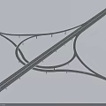 Modern Highway Interchange Overpass Road Facility 3D Model For Urban Traffic Construction Planning