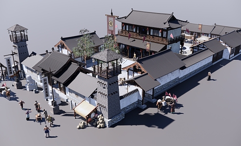 Ancient Yamen Escort Bureau Chinese Palace Chinese Architecture Double Eaves Double Eaves Main Hall 3d model