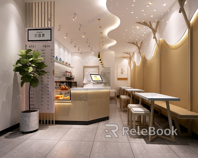 Modern Milk Tea Shop model