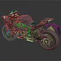 Sleek Black and Green Sport Motorcycle with Metallic Finish and Stylish Frame Design