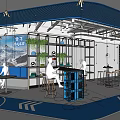 Modern Public Office Space With Open Layout Glass Partitions Blue Accents And Workstations