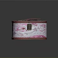 Stylish Clothing Accessory Storage Box With Pink Floral Pattern Red Trim And Handle