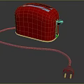 Shiny Red Toaster Kitchen Appliance With Power Cord And Modern Design