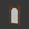 Vintage Decorative Mirror With Wooden Frame And Arched Top Design For Home Use