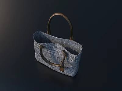 Woven Handbag With Brown Handle And Simple Design For Everyday Use 3d model
