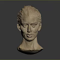 Classical Stone Head Sculpture With Detailed Facial Features And Carved Hair