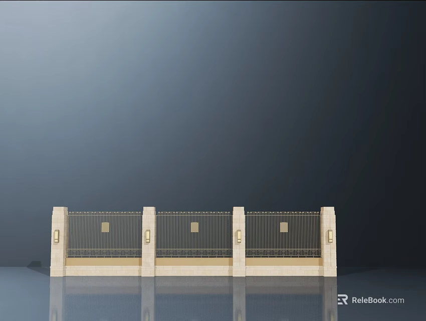 Modern Building Exterior Wall With Glass Panels And Stone Frame Design Elements 3d model