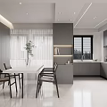 Modern Living And Dining Room Interior Design With TV Wall Gray Walls And White Furniture