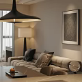 Modern Elegant Living Dining Room Interior With Sofa Coffee Table Rug Wall Art Dining Chairs