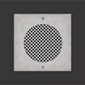 White Cube Shaped Speaker With Circular Grid Front Panel And Modern Design