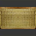 Handwoven Wicker Storage Basket With Wooden Frame And Side Handles For Household Use