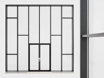 Modern Glass Swing Door With Black Frame For Interior Space Design 3d model