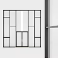 Modern Glass Swing Door With Black Frame For Interior Space Design 3d model