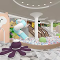 Kindergarten Indoor Playground with Slide Ball Pit Octopus Toy and Cartoon Decorations