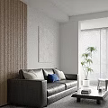 White Window Blinds In Modern Interior With Large Windows City View And Green Plant