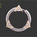 Ornate Circular Weapon Design With Golden Triangles And Red Silver Decorative Elements
