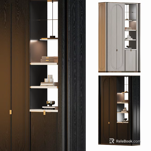 Modern Wooden Shoe Cabinet With LED Lighting Tiered Shelves And Sleek Storage Design 3d model 