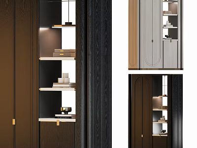 Modern Wooden Shoe Cabinet With LED Lighting Tiered Shelves And Sleek Storage Design 3d model