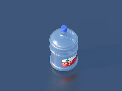 Large Water Bottle With Blue Cap And Red Label For Natural Spring Water 3d model