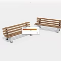 Wooden Slatted Outdoor Benches With Metal Frame Modern Design For Park Patio