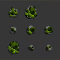 Green Leaf Plants In Gray Stone Bases Arranged For Natural Decorative Look