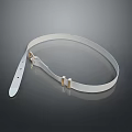 Shiny White Leather Strap Belt With Golden Buckle For Daily Use