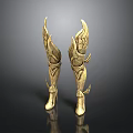 Detailed Golden Leg Armor With Flame Patterns And Ancient Mythical Design 3d model