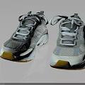 White And Gray Casual Sporty Sneakers With Yellow Sole For Everyday Wear