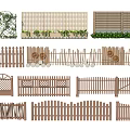 Various Wooden Fence Styles With Decorative Elements Grid Patterns And Green Plant Accents